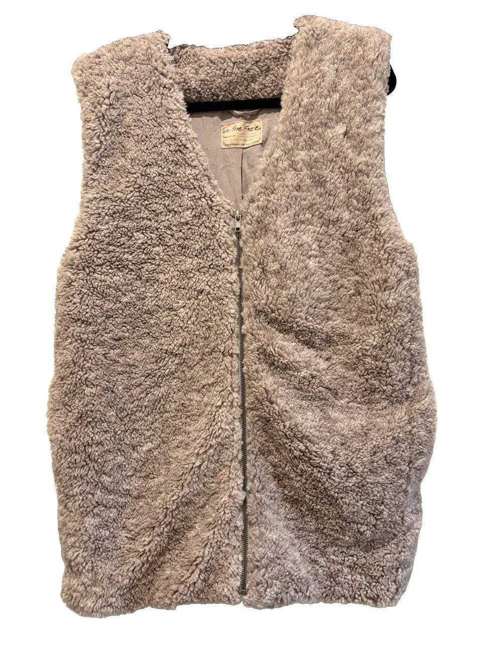 Free People We The Free Lilac Purple/Gray Teddy Faux Fur Vest Pocket Oversized S